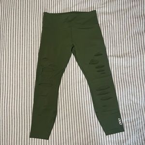 Lorna Jane Green Distressed Leggings